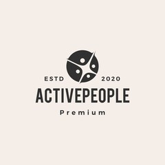active people family hipster vintage logo vector icon illustration