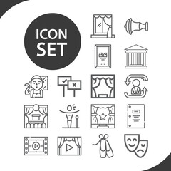 Simple set of theatrical related lineal icons.