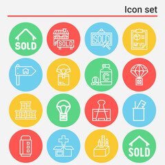 16 pack of shipped  lineal web icons set