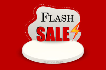 Flash sale banner, This weekend 70% off, Template sale for website, app or online shopping advertising