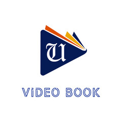 U initial letter video book education logo concept