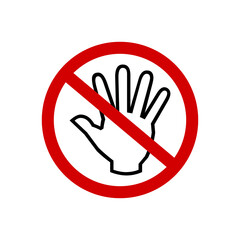 do not touch sign, stop hand signal, warning icon