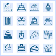 Baked goods  related simple set. 16  lineal