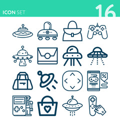 Simple set of 16 icons related to objectively