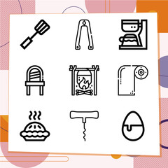 Simple set of 9 icons related to brown