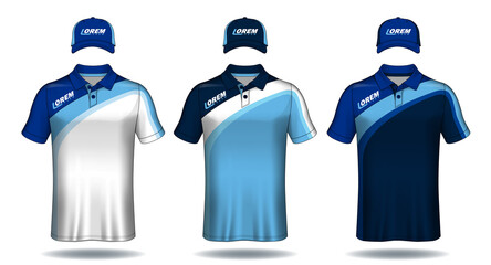 Set of uniform template, polo shirts and caps.	