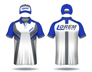 Set of uniform template, polo shirts and caps.	