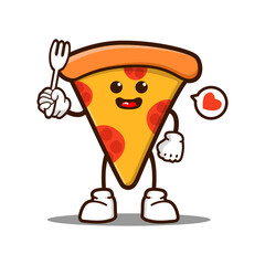 cute pizza slice cartoon mascot character