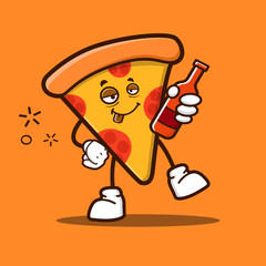 cute pizza slice cartoon mascot character