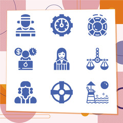 Simple set of 9 icons related to sentence