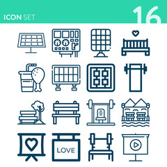 Simple set of 16 icons related to judges