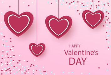 Valentine's day illustration of love background for happy valentines day card with hearts