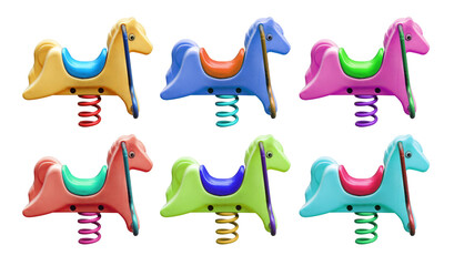 Obraz premium plastic rocking horse on white background