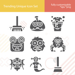 Simple set of imaginary being related filled icons.