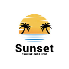 Sunset logo icon vector template.