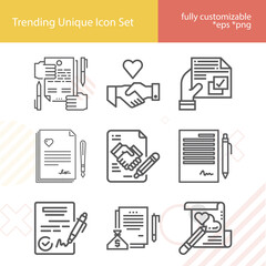 Simple set of terminated related lineal icons.