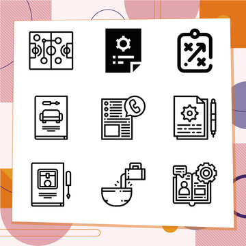 Simple set of 9 icons related to directives