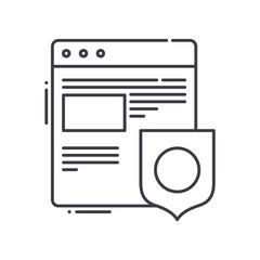 Network protection icon, linear isolated illustration, thin line vector, web design sign, outline concept symbol with editable stroke on white background.