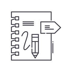 Notes and reports icon, linear isolated illustration, thin line vector, web design sign, outline concept symbol with editable stroke on white background.