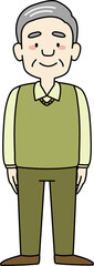 正面を向いて立つおじいさん（全身）
