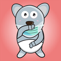 rabbit wearing a mask illustration vector