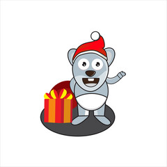 Christmas rabbit mascot illustration with design eps 10