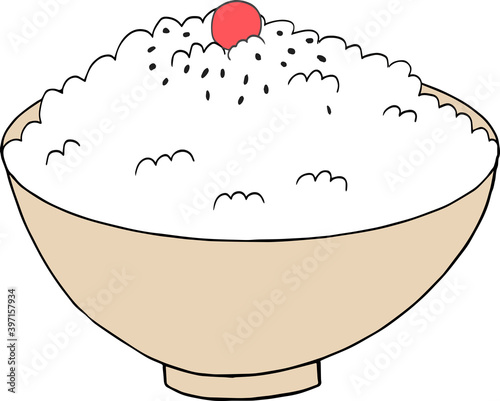 シンプルな手書きの日の丸ご飯のイラスト Wall Mural Foolchico