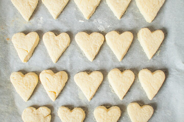 The process of making simple, delicious heart-shaped cookies for breakfast. Valentine's Day. DIY. Step by step