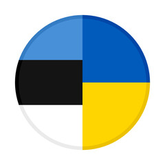 round icon with estonia and ukraine flags, isolated on white background	
