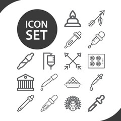 Simple set of india related lineal icons.