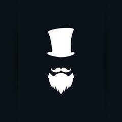 mafia logo design with beard and hat logo icon design with simple flat syle