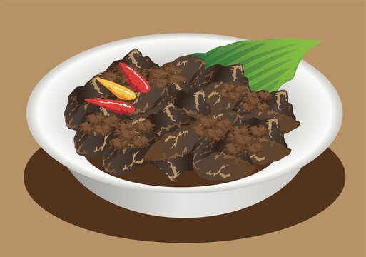 Vector - Rendang Padang, Indonesian Traditional Stew Beef