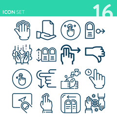 Simple set of 16 icons related to tied
