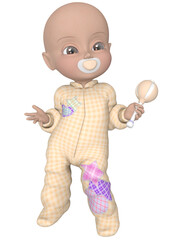 3d render of a cute toon baby