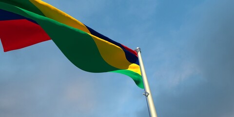 3d rendering of the national flag of the Mauritius