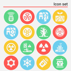 16 pack of emission  filled web icons set