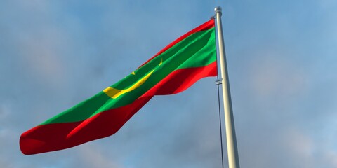 3d rendering of the national flag of the Mauritania