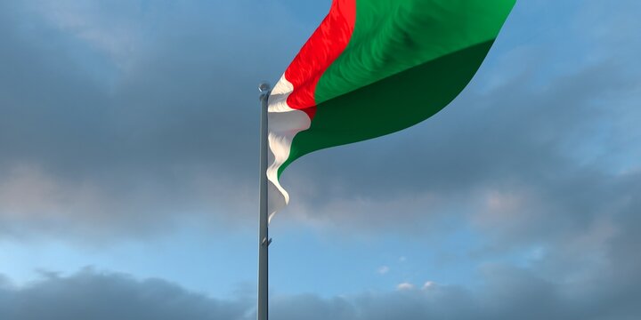 3d rendering of the national flag of the Madagascar