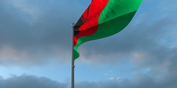 3d rendering of the national flag of the Malawi