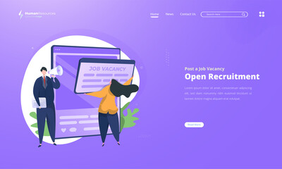Posting a job vacancy on social media for human resources concept
