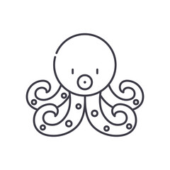 Octopus icon, linear isolated illustration, thin line vector, web design sign, outline concept symbol with editable stroke on white background.
