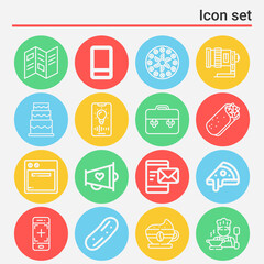 16 pack of magnifying glass  lineal web icons set