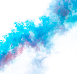 Fototapeta na wymiar Blue and pink smoke isolated on a white