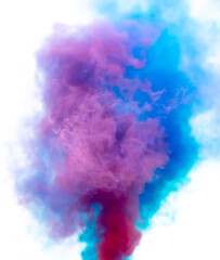 Blue and pink smoke isolated on a white