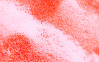Red paint on the snow in winter.
