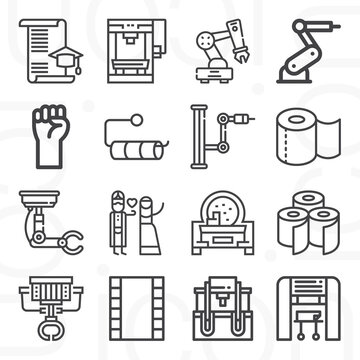 16 pack of revolution  lineal web icons set
