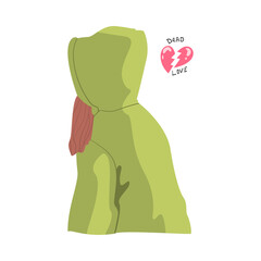 Woman in Hoody with Broken Heart Feeling Agony Because of Unhappy Love Vector Illustration