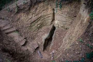 Entrance to the tunels of Pyramid of the Sun, known for its healing effects, Bosnian pyramids near...