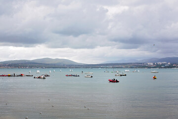 Many boats are floating in the sea