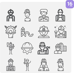 Simple set of computer programmer related lineal icons.